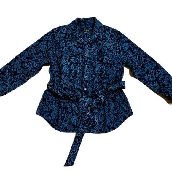 NWT - Ann Taylor Petite Denim Floral Flared Shirt – Size MP - Picture 12 of 16